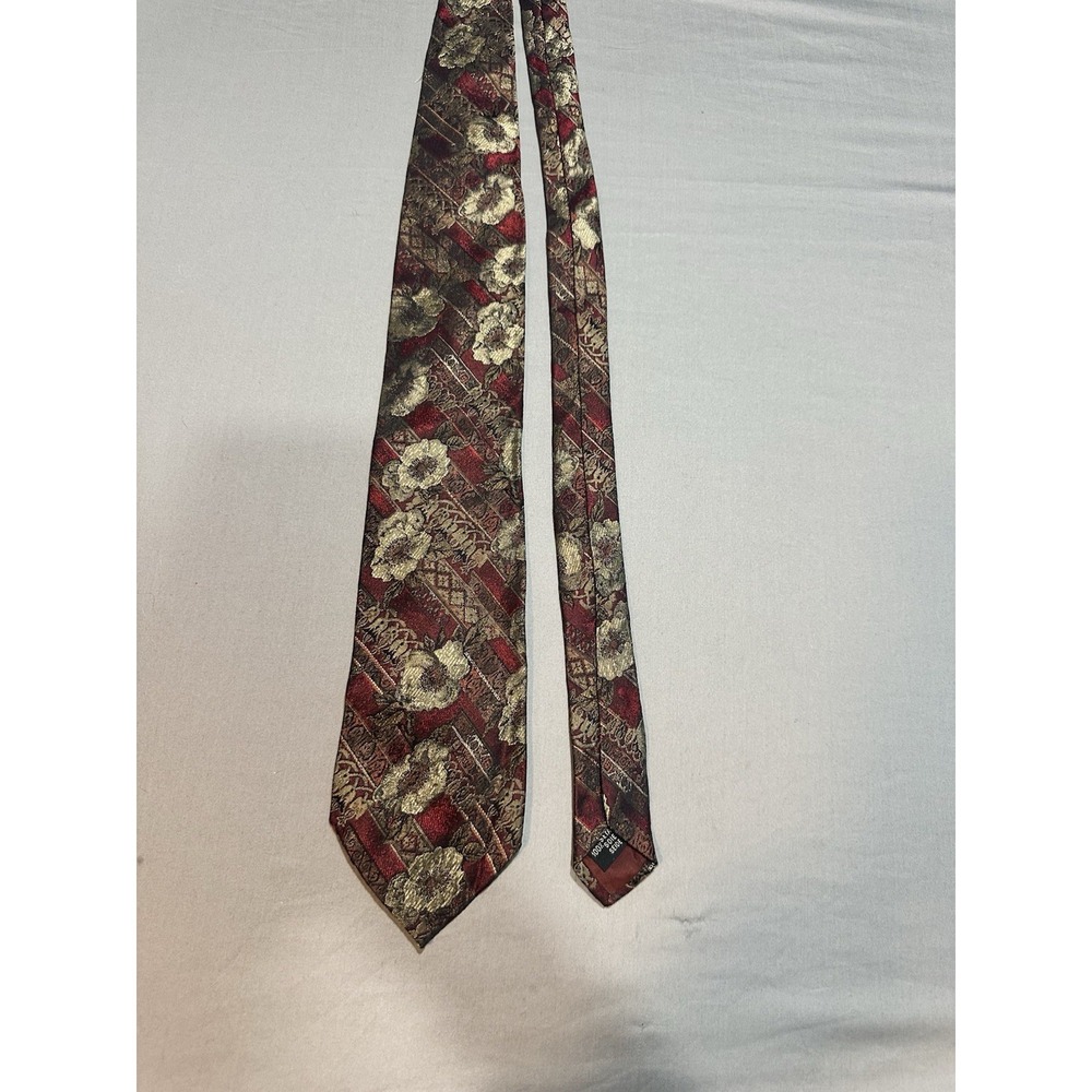 Stefano Milano Red/Gold Floral‎ Silk Tie Made In Italy